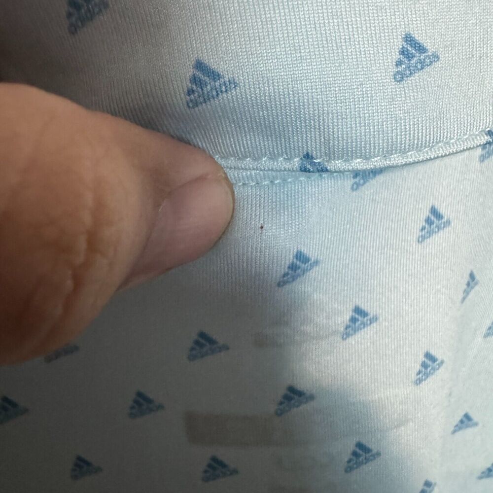 Adidas Polo Shirt Mens XL Blue Golf Performance Stretch All Over Print Logo NEW - Picture 7 of 10